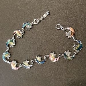 Women's paua abalone shell moon & star bracelet - NWOT